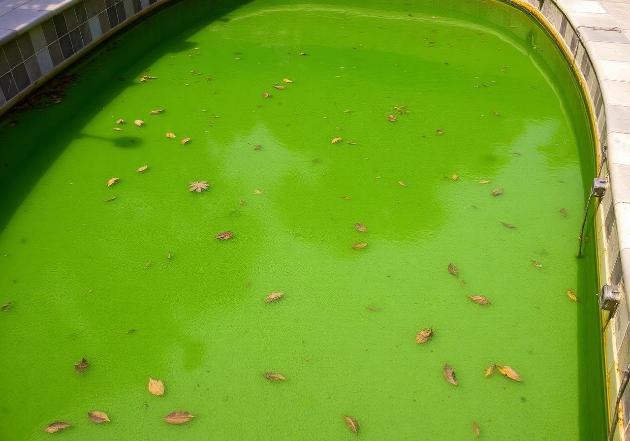 Pool before Poolside Pro renovation — algae filled